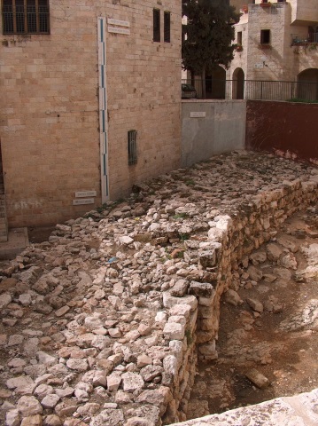 Remains of the Broad Wall of Hezekiah in Jerusalem