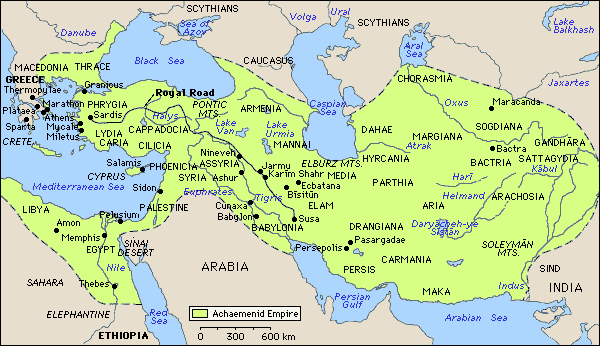 Map of the Persian empire of King Cyrus