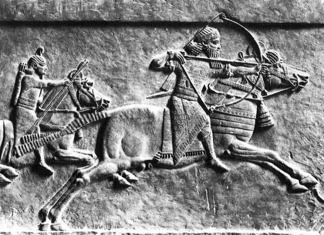 Assyrian warriors on horseback