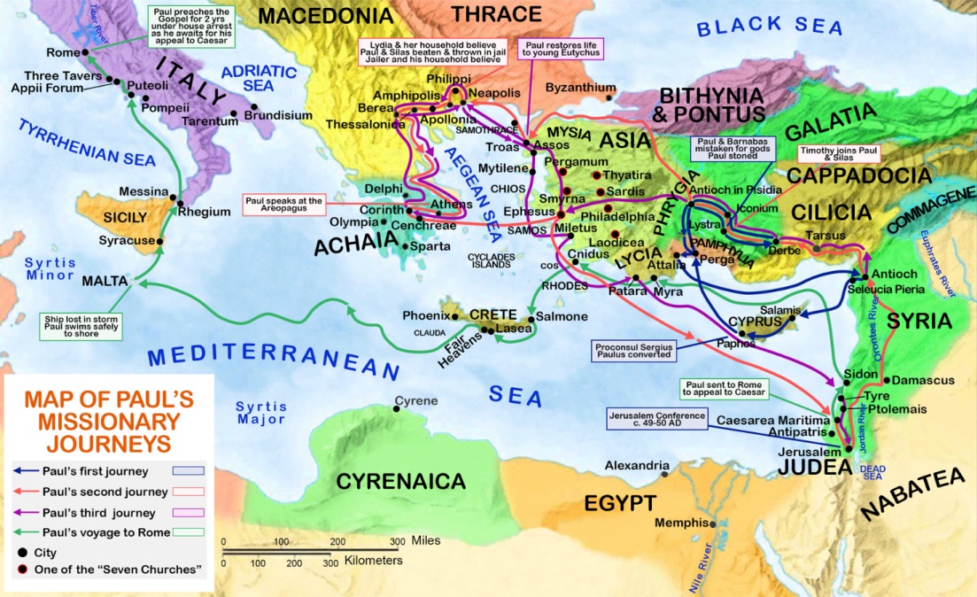 The missionary journeys of the apostle Paul